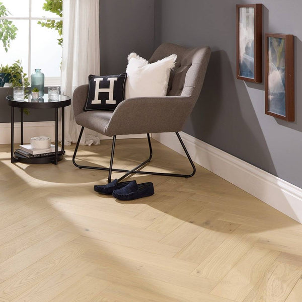 14mm Herringbone Parquet Engineered Wood Flooring Nude Oak