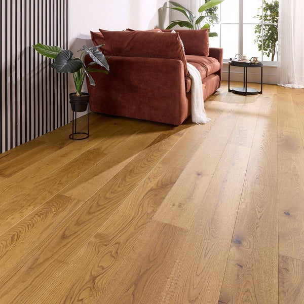 Abbey Tautra Engineered Wood Flooring 14mm x 190mm Light Golden Brushed Uv Oiled