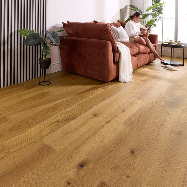 Abbey Tautra Engineered Wood Flooring 14mm x 190mm Light Golden Brushed Uv Oiled