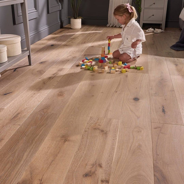 Manor Kelham Engineered Wood Flooring 18mm x 190mm Limed White Brushed Matt Lacquered