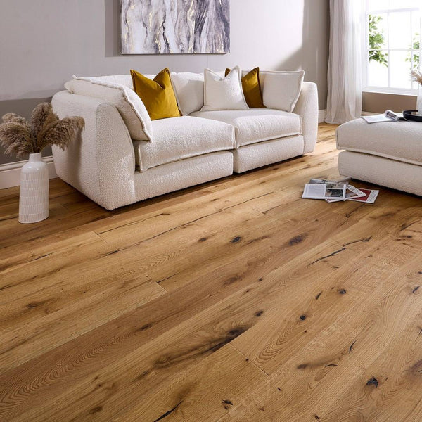 Loire Engineered Wood Flooring 15mm x 190mm Natural Oak Distressed Wax Oil