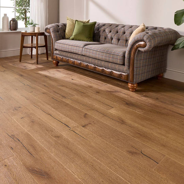 Loire Engineered Wood Flooring Golden Oak Distressed Wax Oil 15mm x 190mm