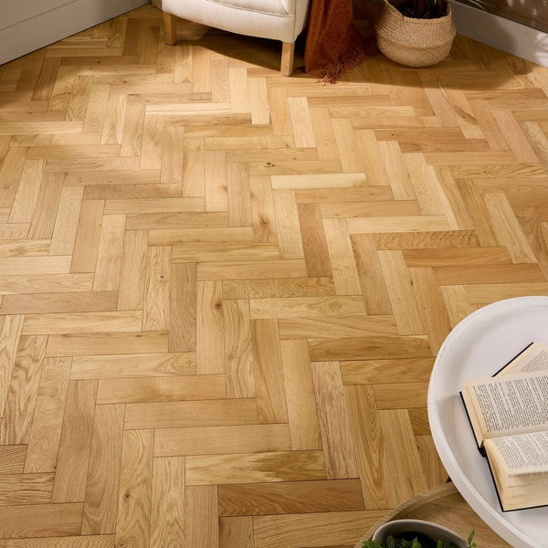 Herringbone Parquet Engineered Wood Flooring 18mm Natural Brushed Oiled