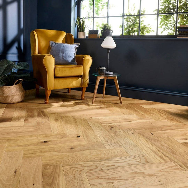 Herringbone Parquet Engineered Wood Flooring 14mm Essential Oak Brushed Lacquer