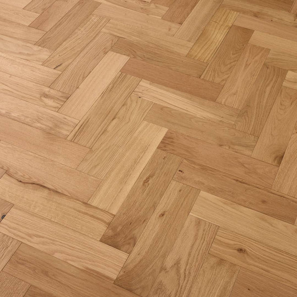 Herringbone Parquet Engineered Wood Flooring 12mm Natural Oak Brushed UV Oiled
