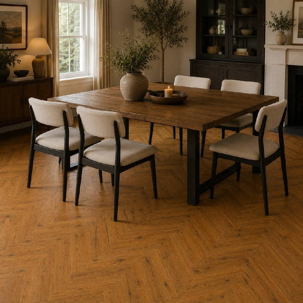 Herringbone Parquet Distressed Engineered Wood Flooring 15mm Double Smoked Hard Wax Oiled