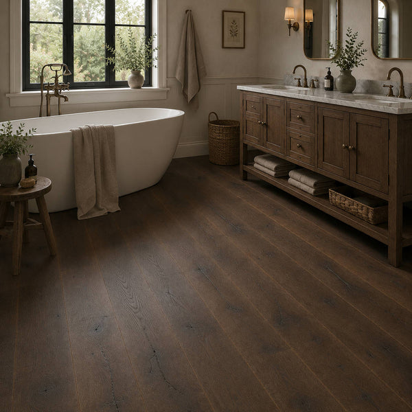 Loire Engineered Wood Flooring 15mm x 190mm Dark Distressed Wax Oiled