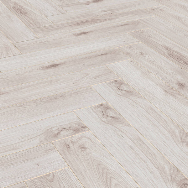 Prestige Herringbone Laminate Flooring Frosted Oak 8mm 3516