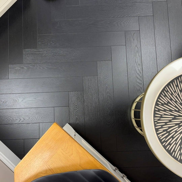 Embrace Herringbone Laminate Flooring Midnight Oak 12mm
