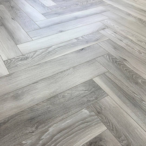 Embrace Herringbone Laminate Flooring Washed Oak 12mm