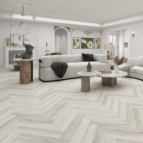 Aqua Plank Ravine Grey Herringbone Click Vinyl Flooring
