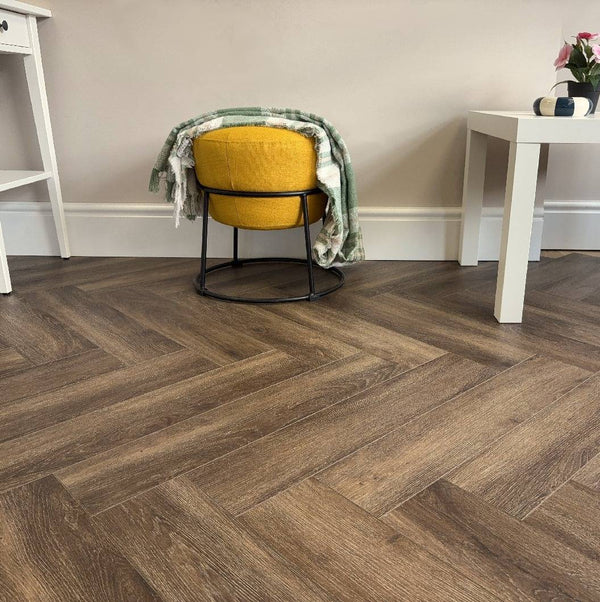 Aqua Plank Hazel Oak Herringbone Click Vinyl