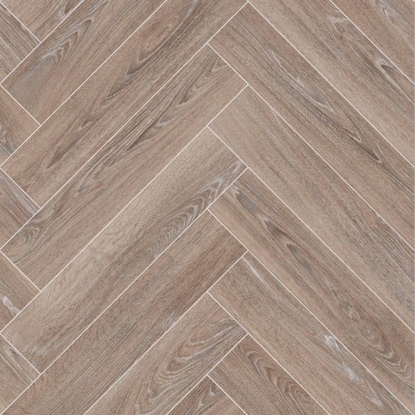 Lusora Pale Ash Herringbone 609M Cushion Vinyl Flooring