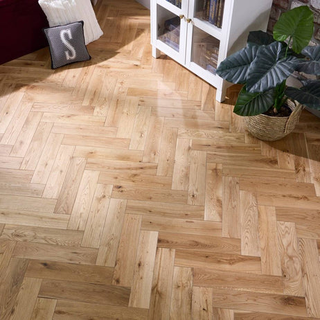 Herringbone Solid Wood Flooring 18mm Natural Brushed Oiled