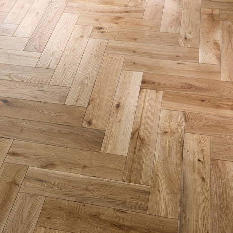 Herringbone Solid Wood Flooring 18mm Natural Brushed Oiled