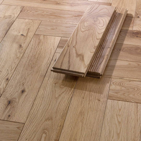 Herringbone Solid Wood Flooring 18mm Natural Brushed Oiled