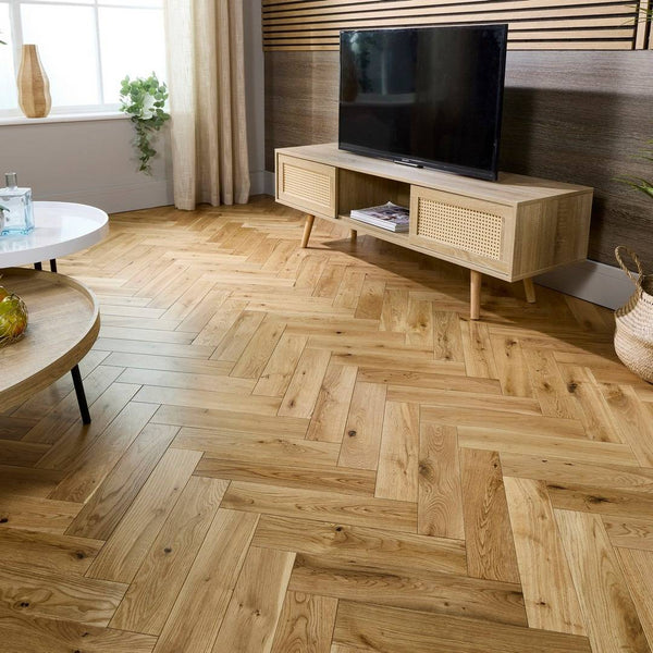 Herringbone Solid Wood Flooring 18mm Natural Uv Oiled