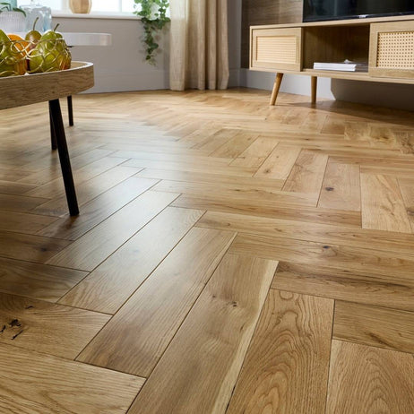 Herringbone Solid Wood Flooring 18mm Natural Uv Oiled