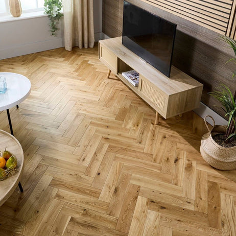 Herringbone Solid Wood Flooring 18mm Natural Uv Oiled