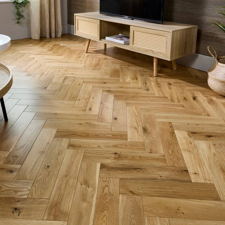 Herringbone Solid Wood Flooring 18mm Natural Uv Oiled