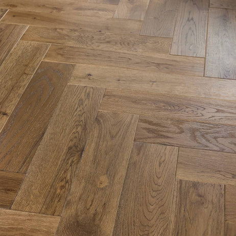 Herringbone Solid Wood Flooring 18mm Smoke Brushed Oiled