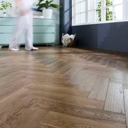 Herringbone Solid Wood Flooring 18mm Smoke Brushed Oiled