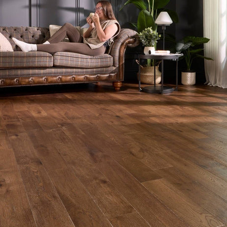 Malton 18mm x 120mm Double Smoked Brushed Matt Lacquer Solid Oak Flooring