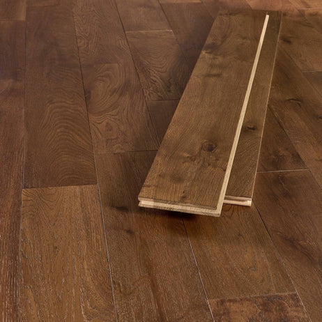 Malton 18mm x 120mm Double Smoked Brushed Matt Lacquer Solid Oak Flooring