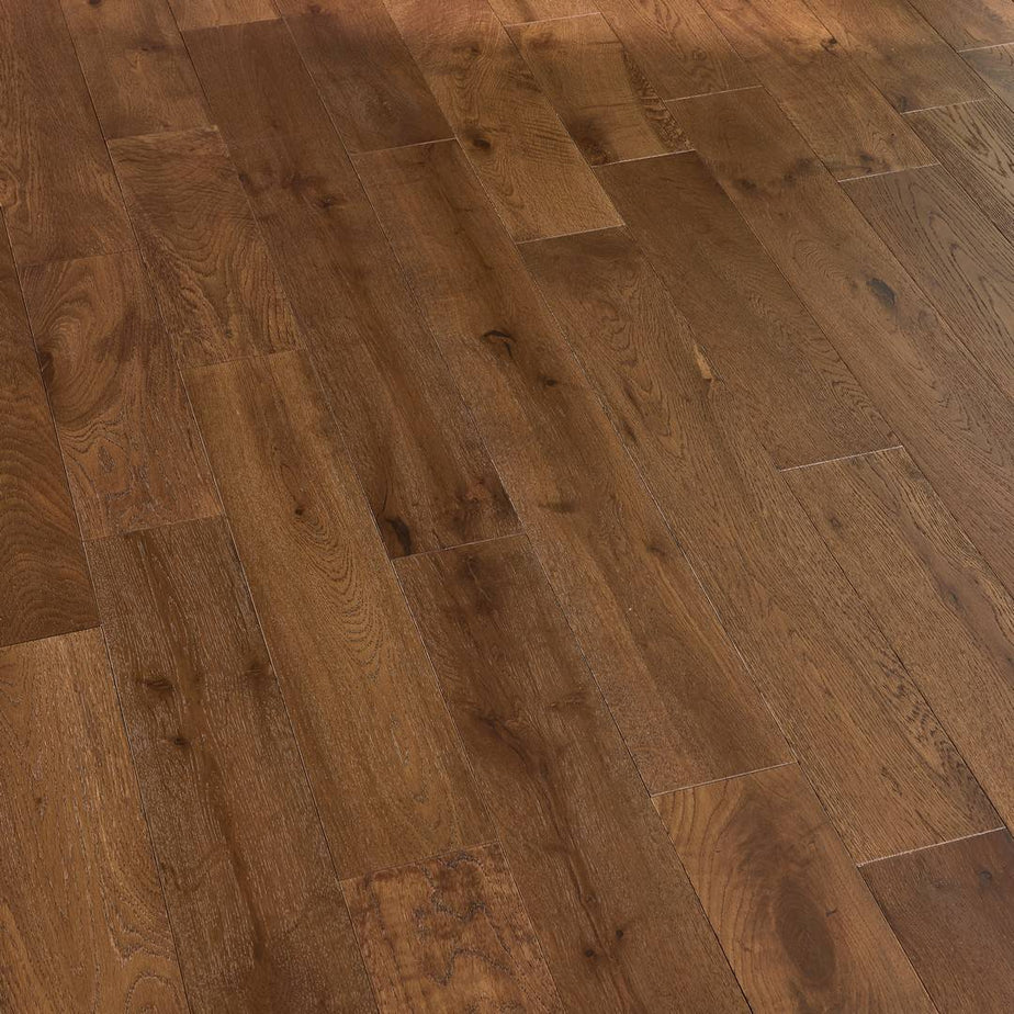 Malton 18mm x 120mm Double Smoked Brushed Matt Lacquer Solid Oak Flooring