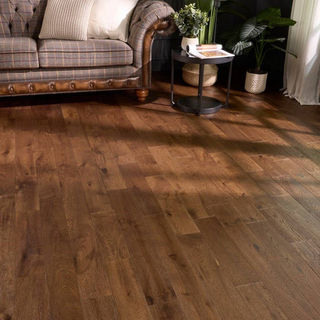 Malton 18mm x 120mm Double Smoked Brushed Matt Lacquer Solid Oak Flooring