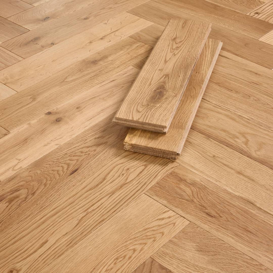 Herringbone Solid Wood Flooring 18mm Natural Matt Lacquer