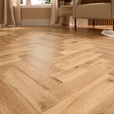 Herringbone Solid Wood Flooring 18mm Natural Matt Lacquer