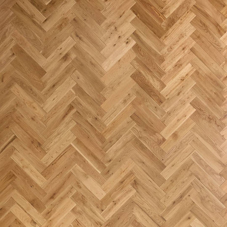 Herringbone Solid Wood Flooring 18mm Natural Matt Lacquer