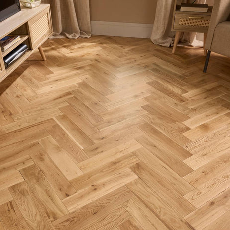Herringbone Solid Wood Flooring 18mm Natural Matt Lacquer
