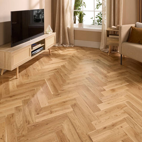 Herringbone Solid Wood Flooring 18mm Natural Matt Lacquer