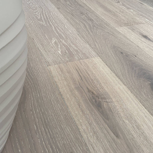 Wroxton Engineered Wood Flooring 14mm x 190mm White Stained Oak Brushed Matt Lacquer