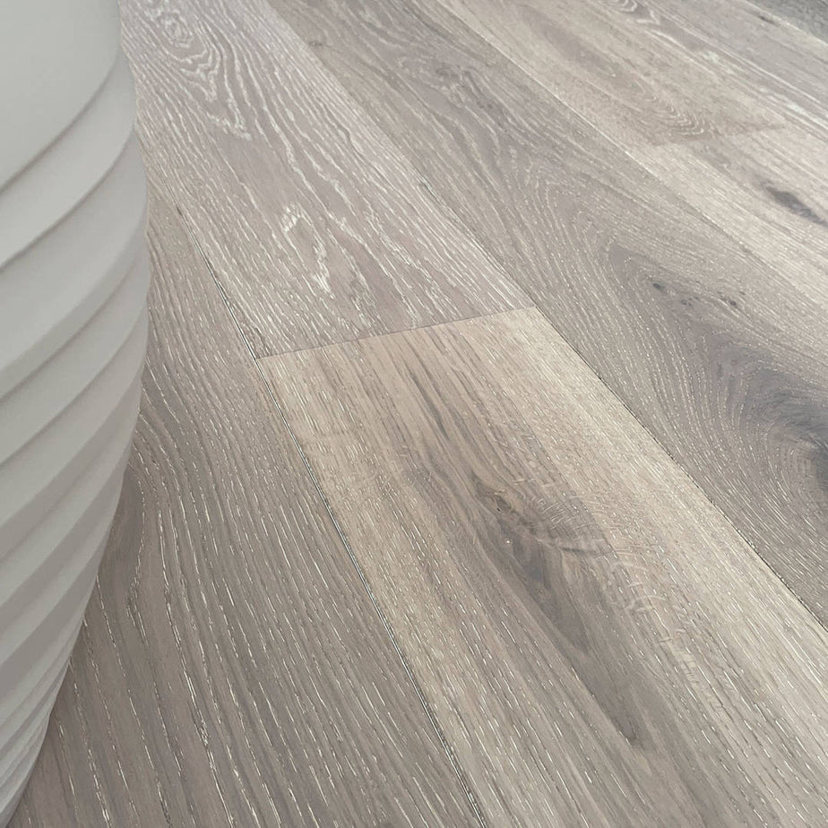 Wroxton Engineered Wood Flooring 14mm x 190mm White Stained Oak Brushed Matt Lacquer