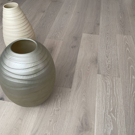 Wroxton Engineered Wood Flooring 14mm x 190mm White Stained Oak Brushed Matt Lacquer