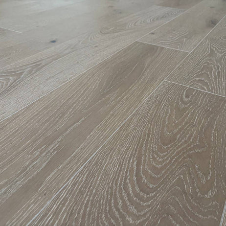 Manor Roke Oak Engineered Wood Flooring 18mm x 190mm Smoke White Brushed Matt Lacquer