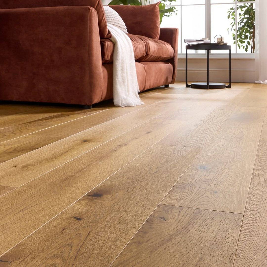 Abbey Tautra Engineered Wood Flooring 14mm x 190mm Light Golden Brushed Uv Oiled