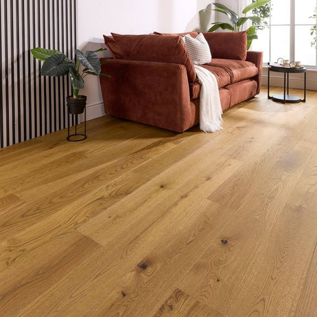 Abbey Tautra Engineered Wood Flooring 14mm x 190mm Light Golden Brushed Uv Oiled