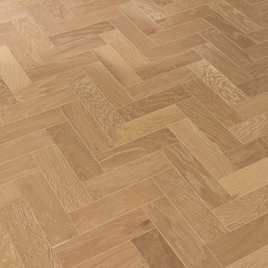 Herringbone Parquet Engineered Wood Flooring 10mm Smoked White Oak Brushed Matt Lacquer