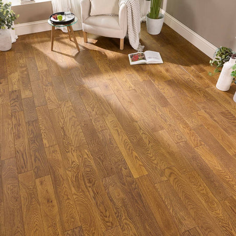 Manor Dunham Engineered Wood Flooring 18mm x 125mm Golden Oak Brushed Matt Lacquer