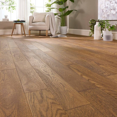 Manor Dunham Engineered Wood Flooring 18mm x 125mm Golden Oak Brushed Matt Lacquer