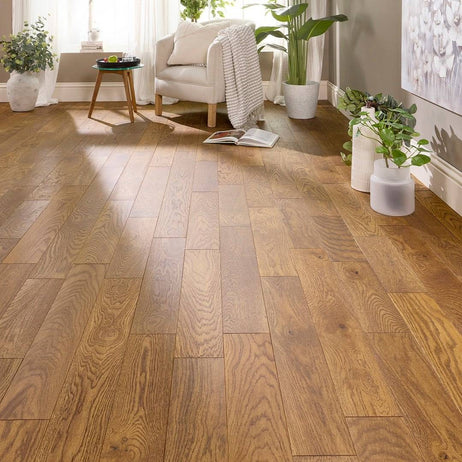 Manor Dunham Engineered Wood Flooring 18mm x 125mm Golden Oak Brushed Matt Lacquer