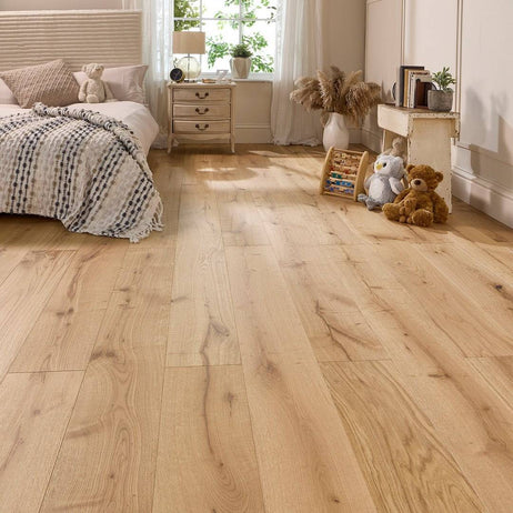 Manor Gunby Engineered Wood Flooring 18mm x 190mm Natural Oak Brushed Matt Lacquered