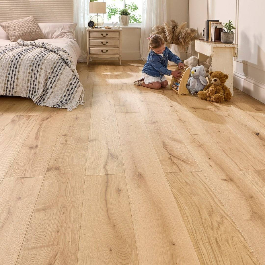 Manor Gunby Engineered Wood Flooring 18mm x 190mm Natural Oak Brushed Matt Lacquered