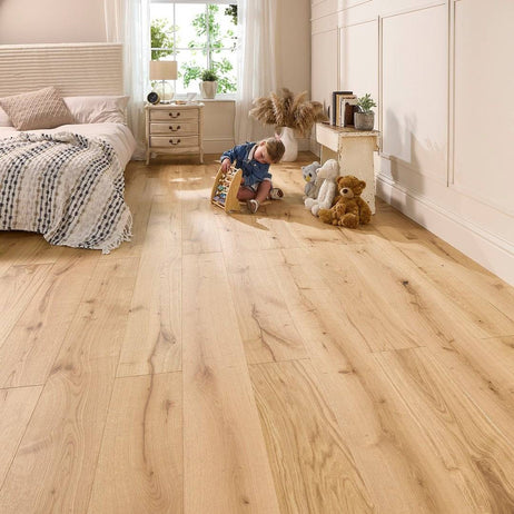 Manor Gunby Engineered Wood Flooring 18mm x 190mm Natural Oak Brushed Matt Lacquered