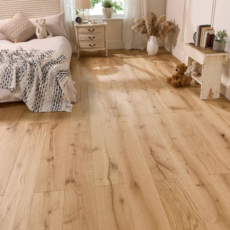 Manor Gunby Engineered Wood Flooring 18mm x 190mm Natural Oak Brushed Matt Lacquered