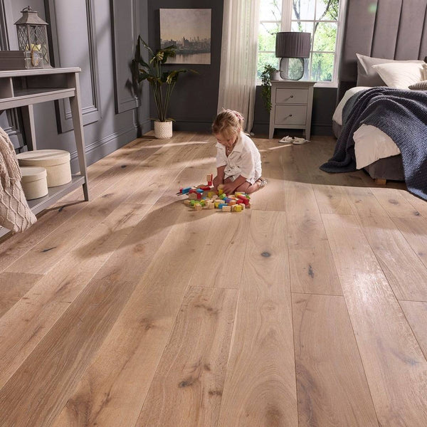 Manor Kelham Engineered Wood Flooring 18mm x 190mm Limed White Brushed Matt Lacquered